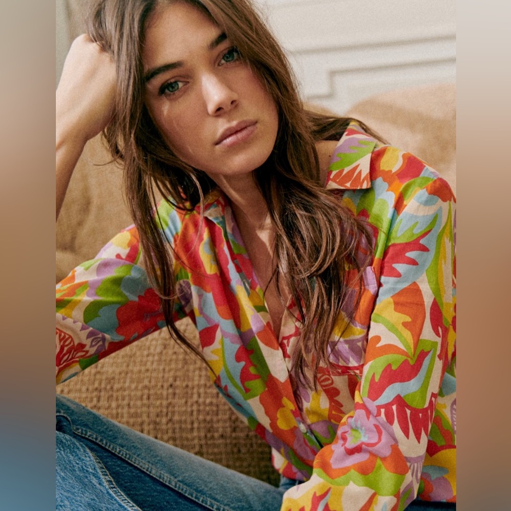 Sezane Pierro Multicolor Floral Button-Down Shirt